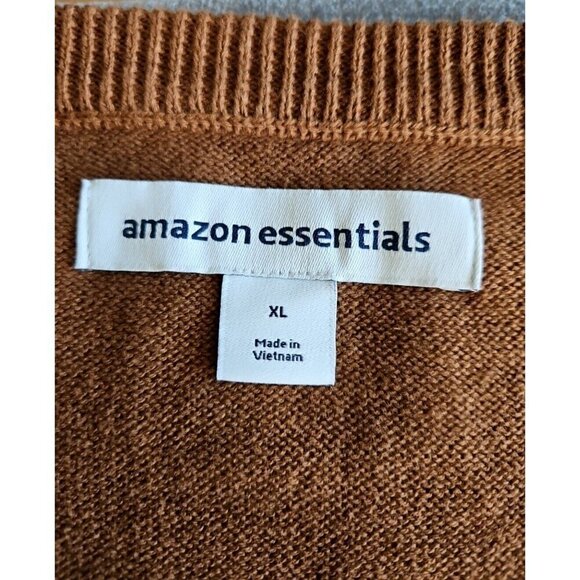 Amazon Essentials Sweater Mens XL Toffee Brown Long Sleeve Cotton Knit Crewneck - Picture 3 of 15